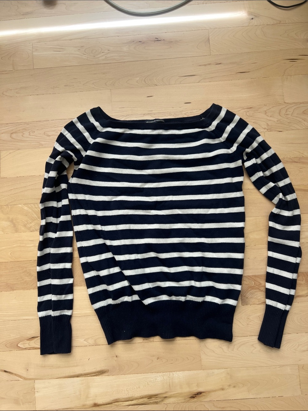 Striped Navy and White off the shoulder Sweater top - Women